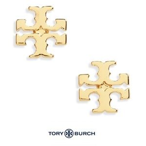 NWT Tory Burch Gold Logo Stud Earrings